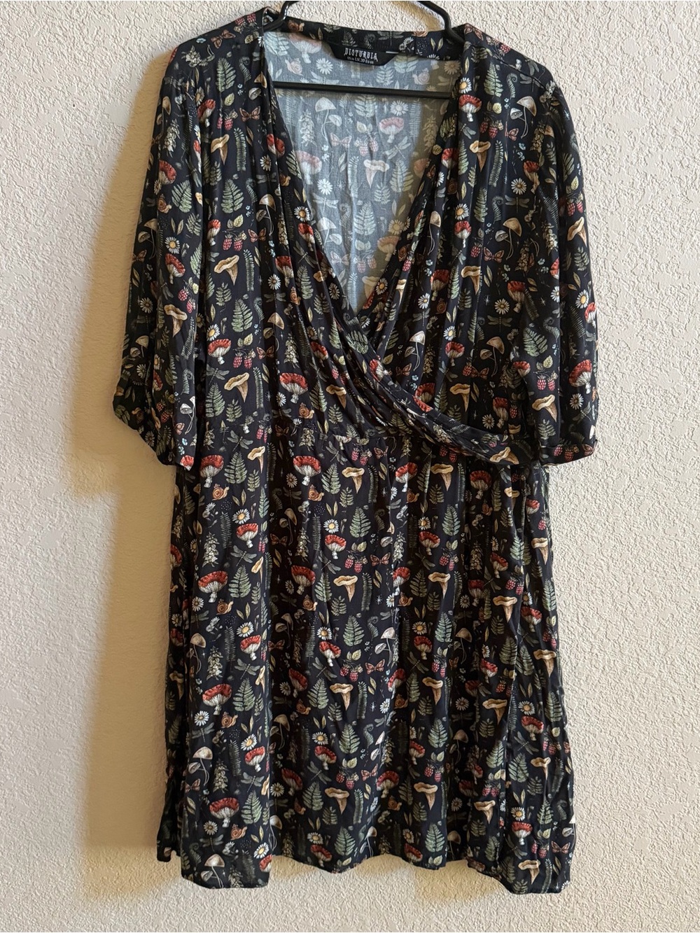 Disturbia Mushroom Witch Dress Size US 16 Black Gothic Whimsical Autumn Berry